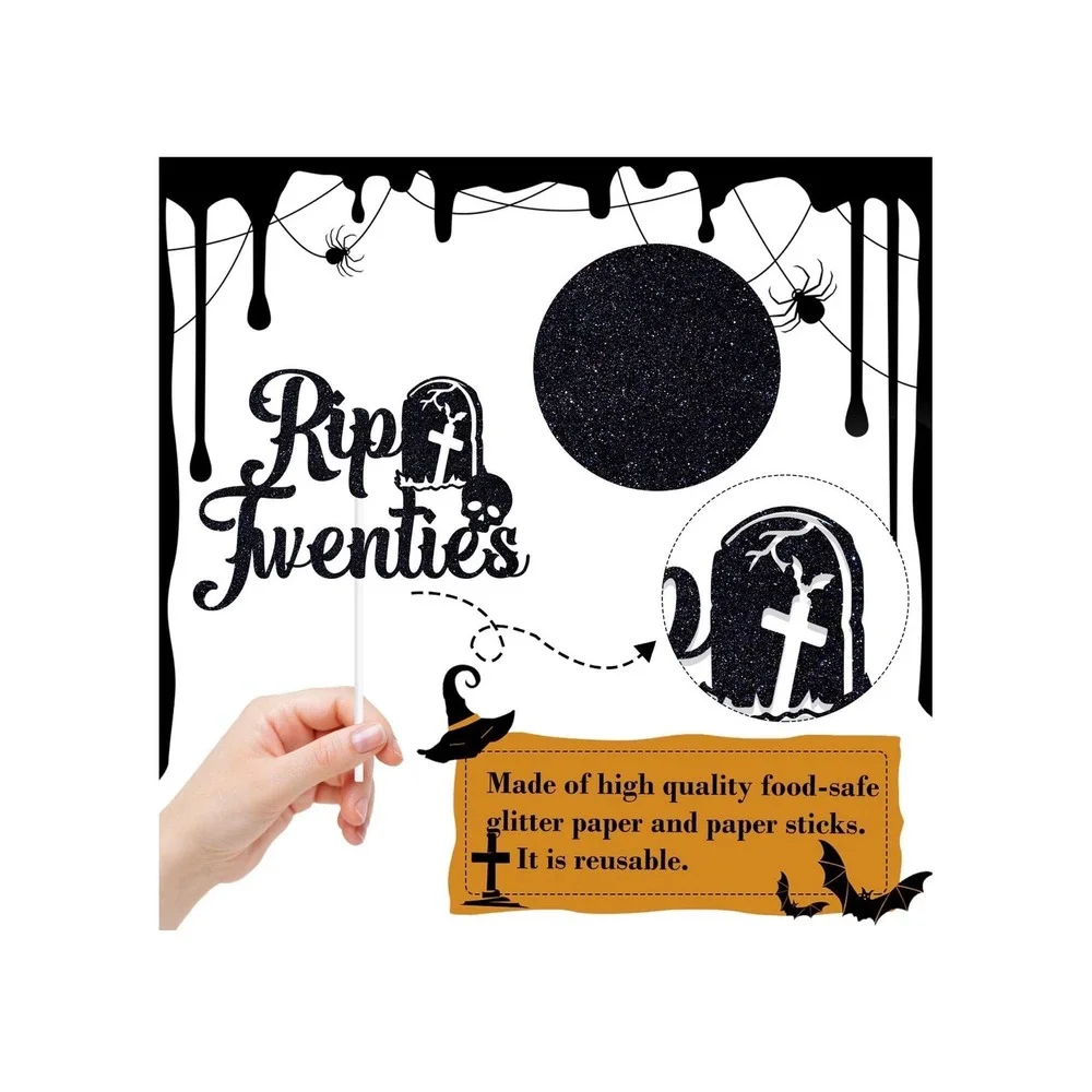 Hilarious Rip Twenties Cake Topper Black Glitter 30th Birthday Party Funeral‎